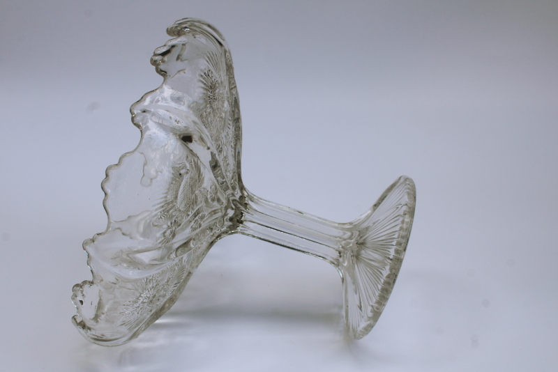 photo of EAPG paneled thistle pattern antique glass compote, early 1900s vintage pressed glass #6
