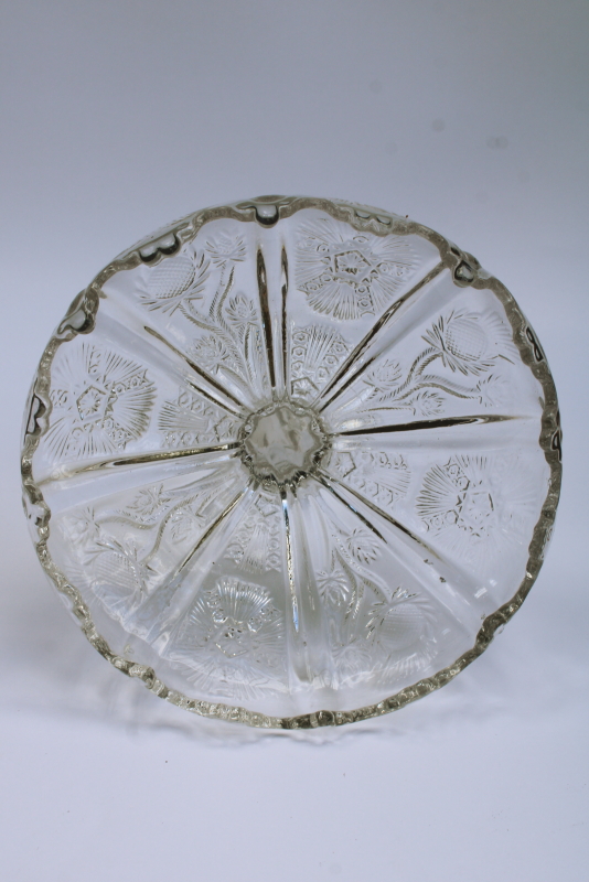 photo of EAPG paneled thistle pattern antique glass compote, early 1900s vintage pressed glass #7