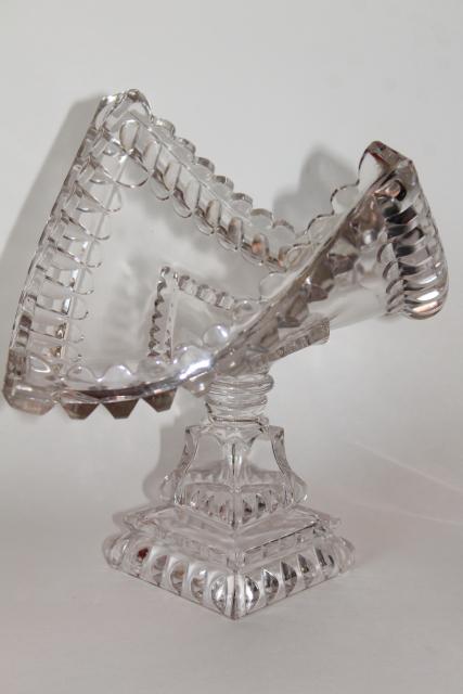 photo of EAPG pressed glass banana stand pedestal fruit bowl, Adams Crystal Wedding 1890s vintage #1
