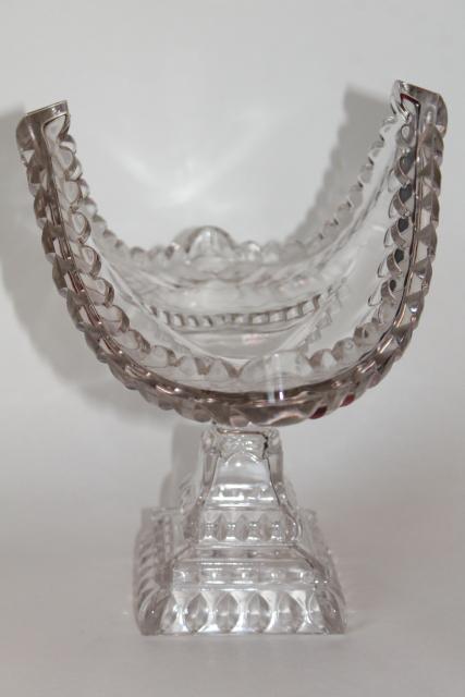 photo of EAPG pressed glass banana stand pedestal fruit bowl, Adams Crystal Wedding 1890s vintage #5