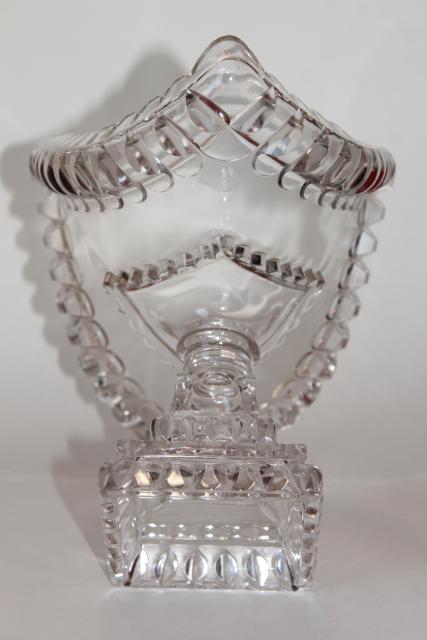 photo of EAPG pressed glass banana stand pedestal fruit bowl, Adams Crystal Wedding 1890s vintage #8