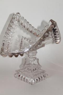 catalog photo of EAPG pressed glass banana stand pedestal fruit bowl, Adams Crystal Wedding 1890s vintage
