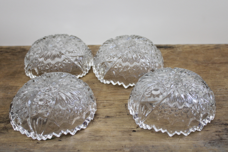 photo of EAPG pressed glass berry bowls or dessert dishes, McKee sawtooth edge pattern #5