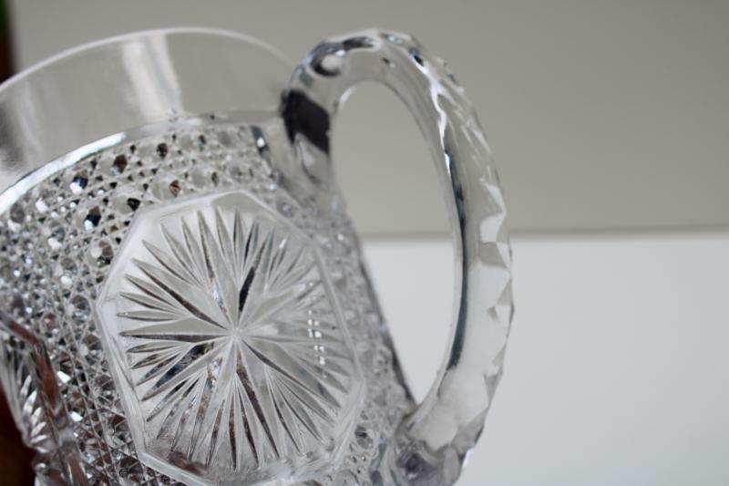 photo of EAPG pressed glass spooner, cane & star pattern glass, turn of the century vintage #4