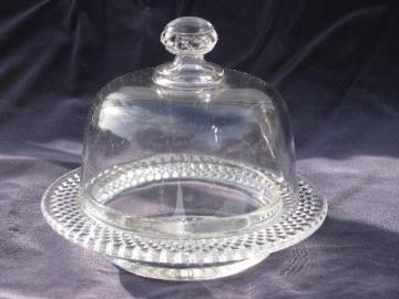 catalog photo of EAPG pressed pattern vintage depression glass round butter plate w/ dome cover