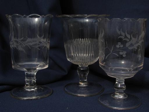 photo of EAPG spoon holders, antique vintage glass spooners or celery vases #1