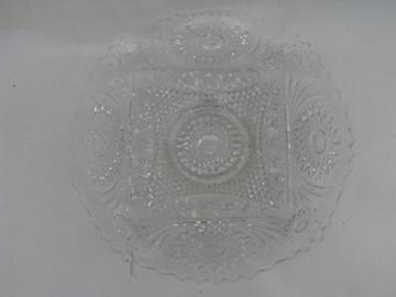 catalog photo of EAPG star sunburst pattern vintage plate, Early American pressed glass