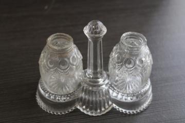 catalog photo of EAPG vintage glass stand for cruet set or salt & pepper with two antique glass jars 