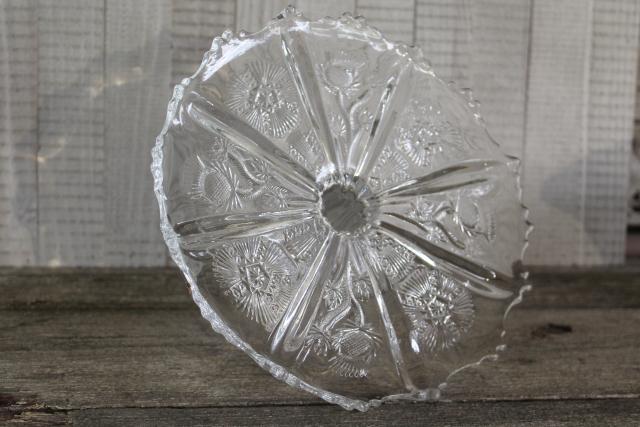 photo of EAPG vintage pressed glass cake stand, Scots thistle pattern circa 1915 #1