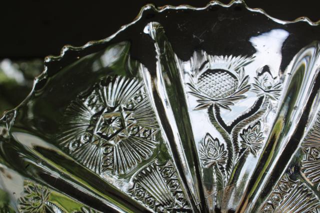 photo of EAPG vintage pressed glass cake stand, Scots thistle pattern circa 1915 #4