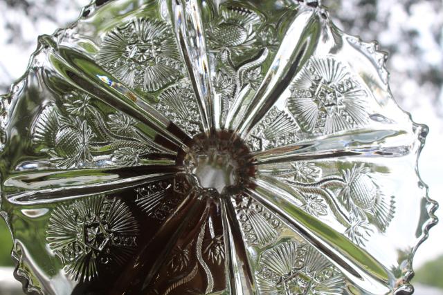 photo of EAPG vintage pressed glass cake stand, Scots thistle pattern circa 1915 #5