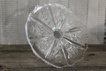 catalog photo of EAPG vintage pressed glass cake stand, Scots thistle pattern circa 1915