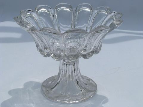 photo of EAPG vintage pressed glass comport, antique pedestal dish compote bowl #1