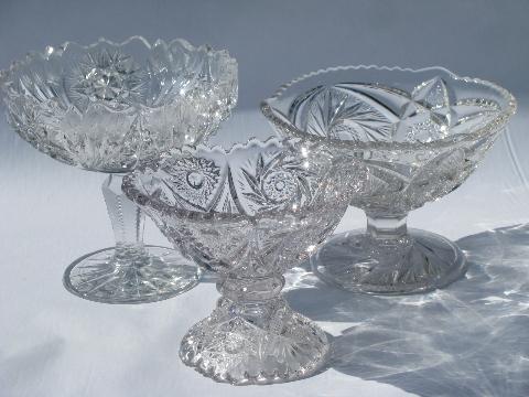 photo of EAPG vintage pressed glass comport lot, antique pedestal dish compotes #1