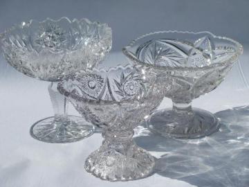 catalog photo of EAPG vintage pressed glass comport lot, antique pedestal dish compotes