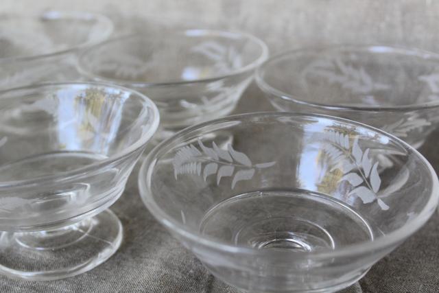 photo of EAPG vintage sherbets, baked apple or dessert dishes - cut wheat or fern design #2