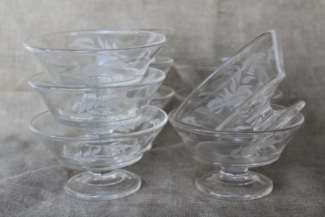 photo of EAPG vintage sherbets, baked apple or dessert dishes - cut wheat or fern design #4