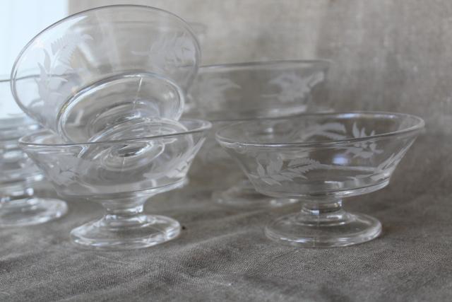 photo of EAPG vintage sherbets, baked apple or dessert dishes - cut wheat or fern design #5