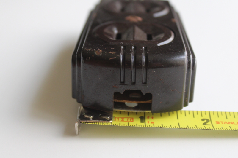 photo of Eagle bakelite surface mount double receptacle, mid century vintage electrical outlet  #5