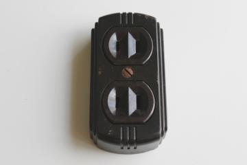 Eagle bakelite surface mount double receptacle, mid century vintage electrical outlet 