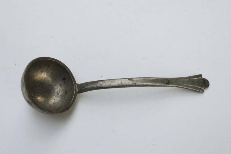 photo of Early American colonial style metalware, vintage pewter sauce ladle, no hallmarks #1