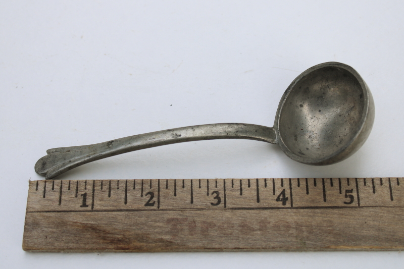 photo of Early American colonial style metalware, vintage pewter sauce ladle, no hallmarks #2