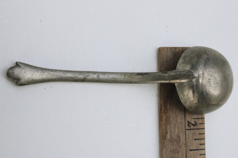 photo of Early American colonial style metalware, vintage pewter sauce ladle, no hallmarks #3