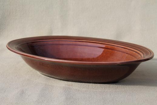 photo of Early Califoria Vernonware pottery, vintage brown vegetable bowl, S&P shakers #2