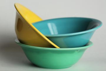 catalog photo of Early California 40s 50s vintage Metlox pottery cereal bowls, fiesta colors