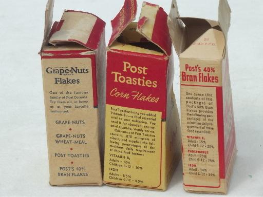 photo of Early vintage Post's cereal boxes, mini box Post Toasties, Grape-Nut Flakes #9