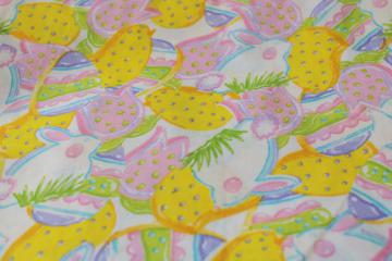 catalog photo of Easter bunnies, pink & yellow eggs print cotton fabric Joyce Shelton design