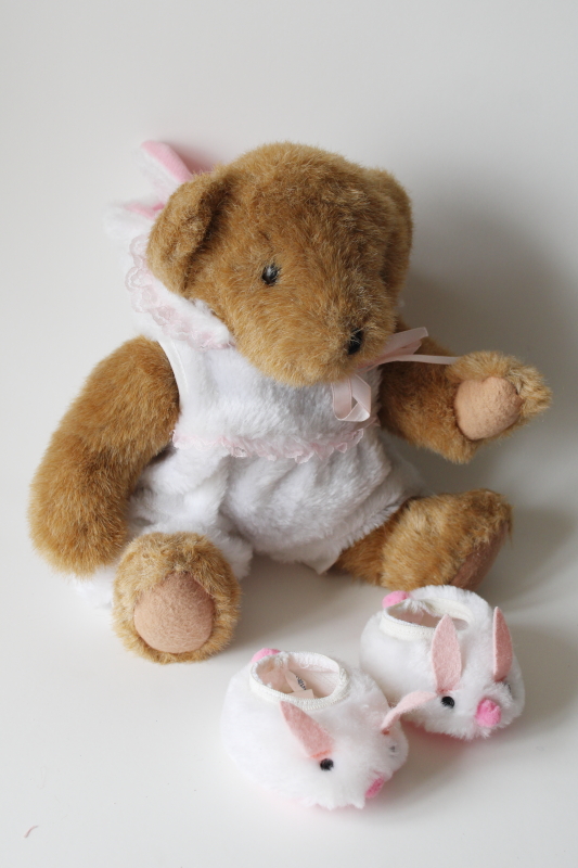 photo of Easter bunny bear Tender Heart Treasures joined teddy w/ costume, hat w/ ears, fuzzy slippers #2