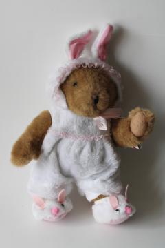 catalog photo of Easter bunny bear Tender Heart Treasures joined teddy w/ costume, hat w/ ears, fuzzy slippers 