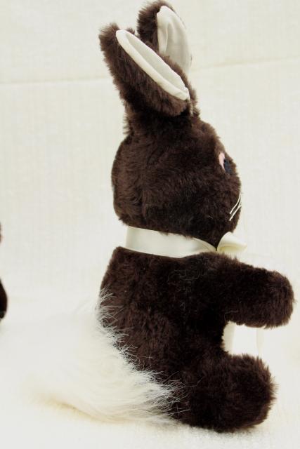 photo of Easter bunny toy rabbits, 1960s vintage handmade stuffed animals, fuzzy fur felt trimmed toys #10