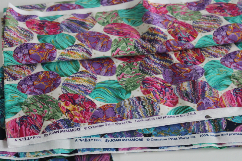 photo of Easter egg prints cotton fabric, 90s vintage VIP Cranston Print Works holiday craft quilting material #3