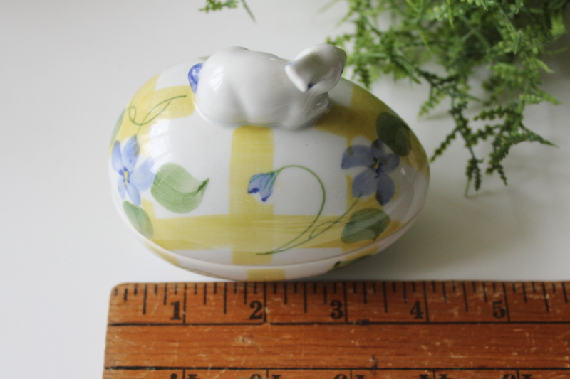 photo of Easter egg w/ tiny bunny vintage ceramic trinket box Andrea by Sadek original label  #3