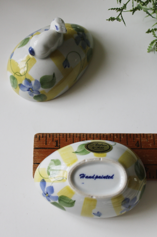 photo of Easter egg w/ tiny bunny vintage ceramic trinket box Andrea by Sadek original label  #4
