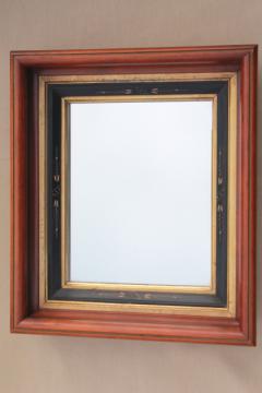 catalog photo of Eastlake antique mirror, early 1900s vintage deep wood picture frame w/ carving