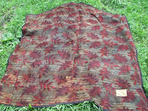 photo of Ede label, antique fur hide / print wool blanket sleigh or buggy robe, vintage 1916 #4