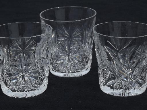 photo of Edinburgh cut crystal cordial or shot glasses, star pattern glass #1