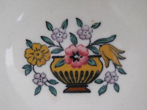 photo of Edme creamware w/ flower basket, 1920s vintage Wedgwood china, Trentham cups & saucers #4