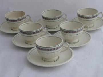 catalog photo of Edme creamware w/ flower basket, 1920s vintage Wedgwood china, Trentham cups & saucers