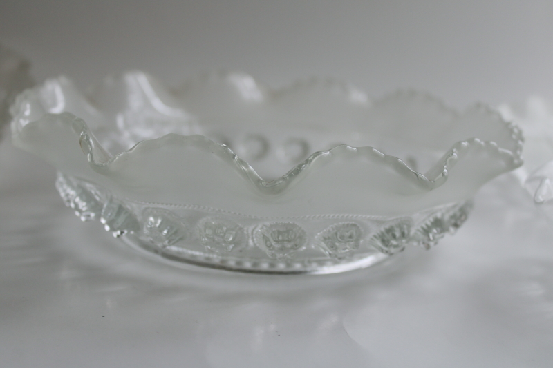 photo of Edwardian glass fruit or dessert dishes set, antique Davidson glass England blackberry pattern  #2