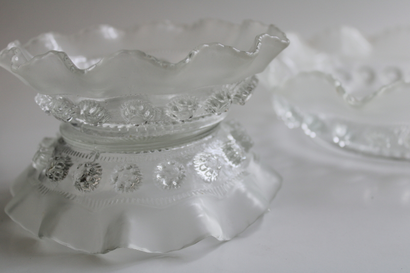 photo of Edwardian glass fruit or dessert dishes set, antique Davidson glass England blackberry pattern  #3