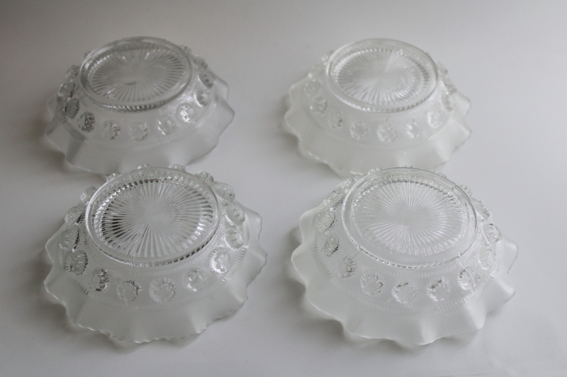 photo of Edwardian glass fruit or dessert dishes set, antique Davidson glass England blackberry pattern  #7