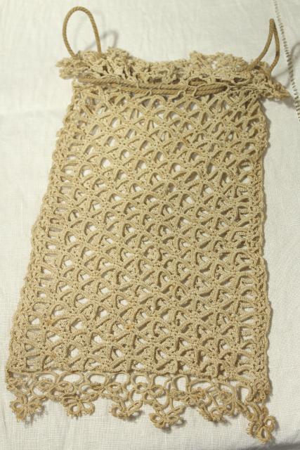 photo of Edwardian vintage ladies purse, antique tatted lace hand bag, handmade lace tatting #3