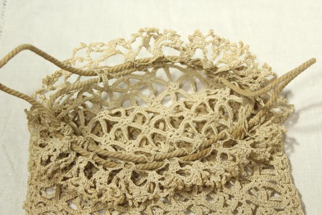 photo of Edwardian vintage ladies purse, antique tatted lace hand bag, handmade lace tatting #6