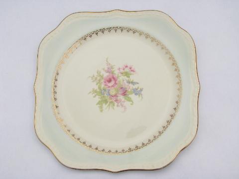 photo of Eggshell Georgian old Homer Laughlin square salad plates, sky blue #2