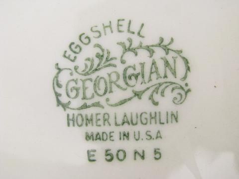 photo of Eggshell Georgian old Homer Laughlin square salad plates, sky blue #4