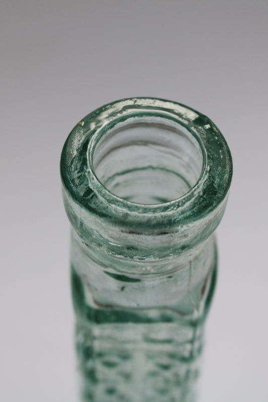 photo of Eiffel tower tall glass bottle, decanter or floor vase sea green recycled glass  #3